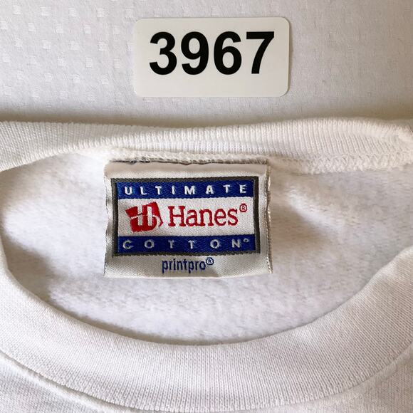 Hanes Women Sweatshirt size L White Fleece Lined I Literally Do Not Care At All - Picture 6 of 11